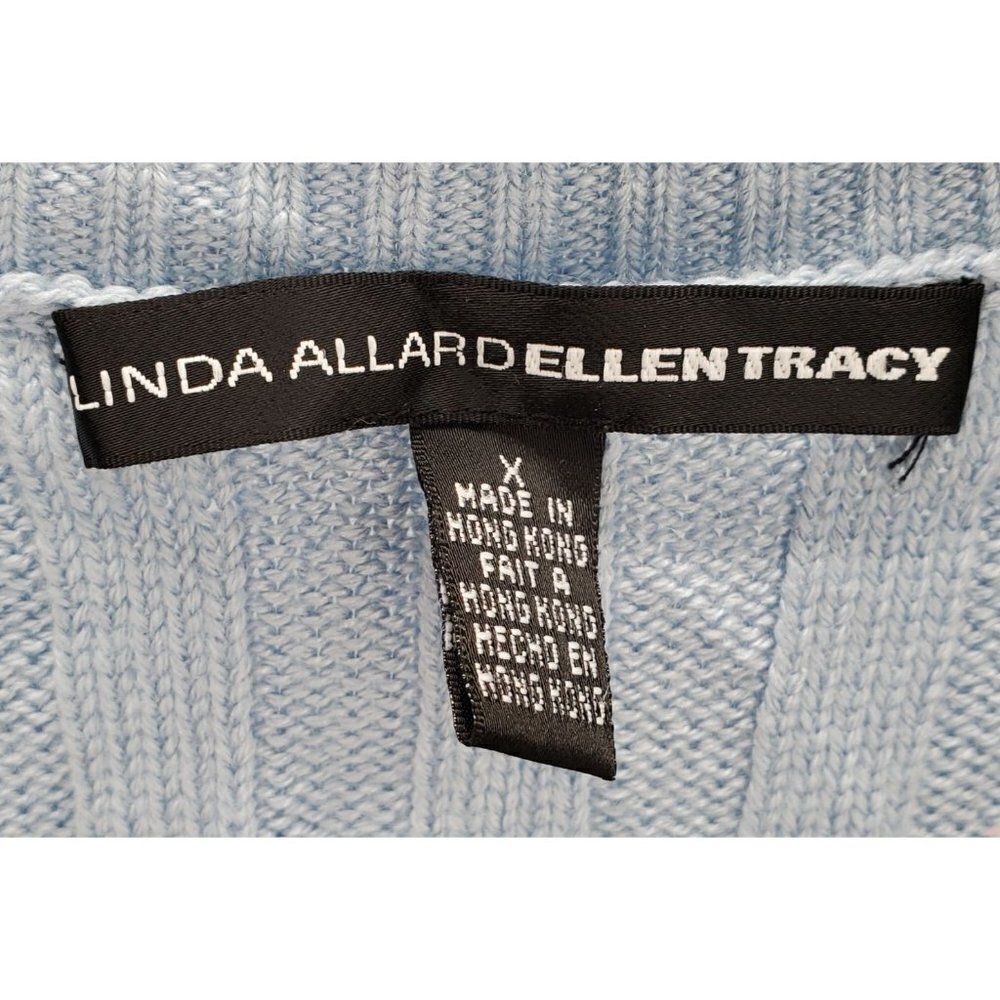 Linda Allard Ellen Tracy Womens Cardigan Blue Button Pockets Wool Silk Size X - Picture 6 of 6